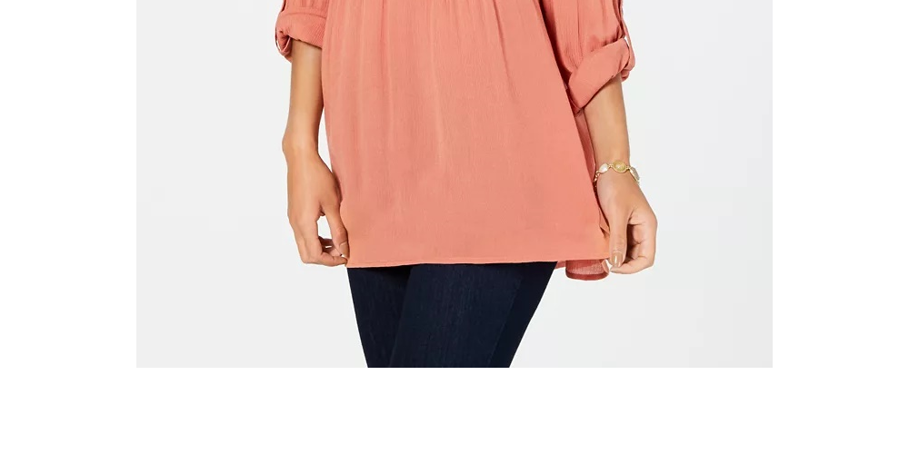 Camisa túnica babydoll feminina Style &amp; Co laranja tamanho PL