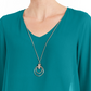 Blusa feminina com colar assimétrico JM Collection, azul, tamanho XX-G