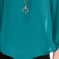 Blusa feminina com colar assimétrico JM Collection, azul, tamanho XX-G