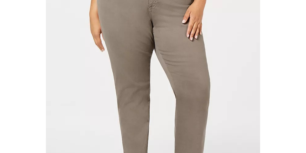 Jeans feminino estilo &amp; co com controle de barriga, perna reta, marrom, tamanho pequeno pequeno