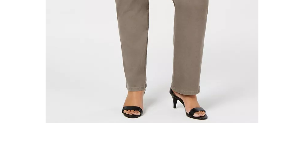 Jeans feminino estilo &amp; co com controle de barriga, perna reta, marrom, tamanho pequeno pequeno