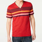 Camiseta listrada masculina com gola dividida e tamanho P da INC International Concepts