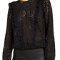 Blusa feminina com babados e ilhós da INC International Concepts, preta, tamanho XS