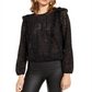 Blusa feminina com babados e ilhós da INC International Concepts, preta, tamanho XS