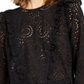 Blusa feminina com babados e ilhós da INC International Concepts, preta, tamanho XS