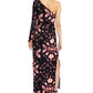 Vestido longo feminino estampado de um ombro da INC International Concepts, preto, tamanho 2XL