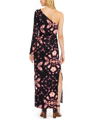 Vestido longo feminino estampado de um ombro da INC International Concepts, preto, tamanho 2XL