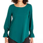 Blusa camponesa feminina Alfani com bainha em V, verde, tamanho XX-G