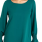 Blusa camponesa feminina Alfani com bainha em V, verde, tamanho XX-G