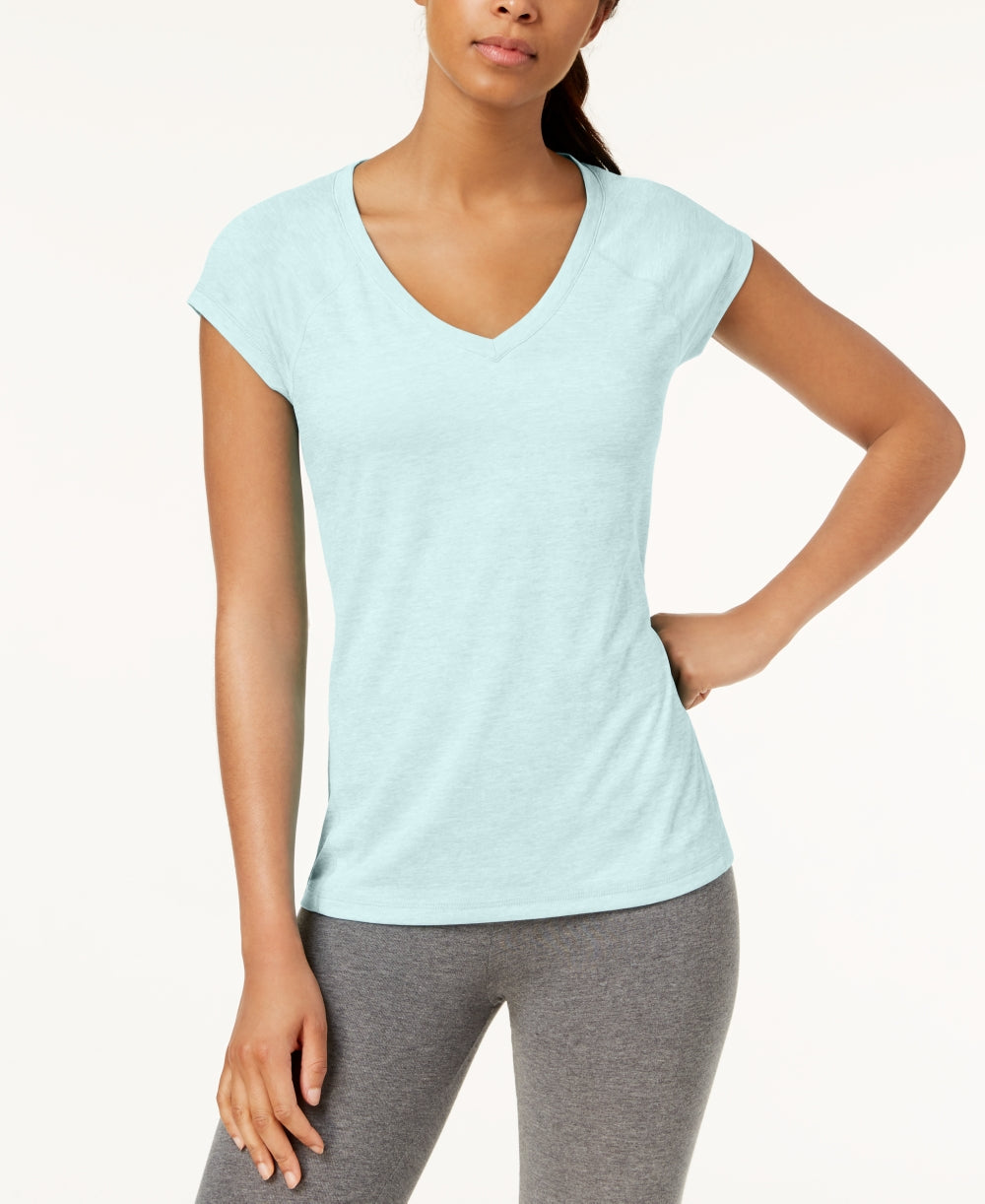 Camiseta feminina Ideology para corrida e fitness, azul, tamanho X-S