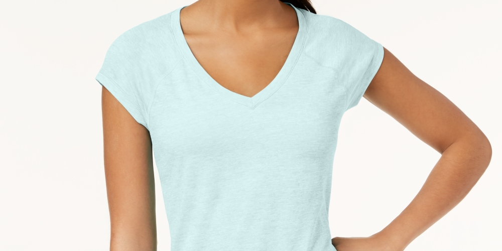 Camiseta feminina Ideology para corrida e fitness, azul, tamanho X-S