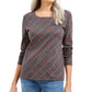 Karen Scott Top feminino Holly Plaid com detalhes em vermelho, tamanho XX-G