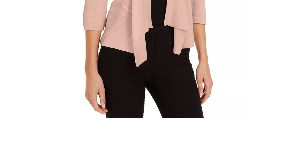 Cardigan feminino Alfani com frente aberta e drapeado, rosa, tamanho extrapequeno