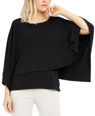 Blusa drapeada popover feminina Alfani, preta, tamanho pequeno
