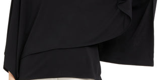 Blusa drapeada popover feminina Alfani, preta, tamanho pequeno