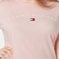 Camiseta feminina Tommy Hilfiger com estampa de logotipo rosa, tamanho 2X