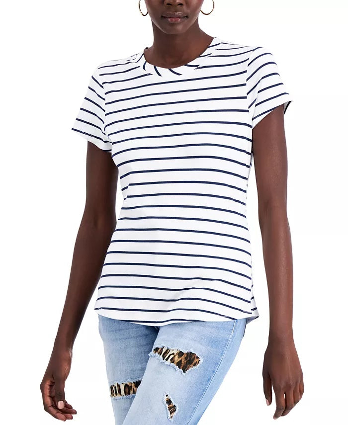 Camiseta feminina de algodão com gola redonda e estampa camuflada, tamanho extragrande, da INC International Concepts