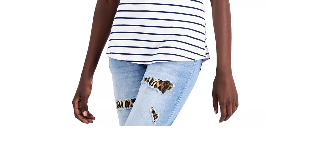 Camiseta feminina de algodão com gola redonda e estampa camuflada, tamanho extragrande, da INC International Concepts