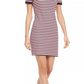 Vestido polo listrado feminino Maison Jules, azul/vermelho, tamanho extrapequeno