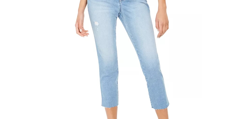 Calça jeans cropped feminina estilo &amp; co, azul, tamanho 12