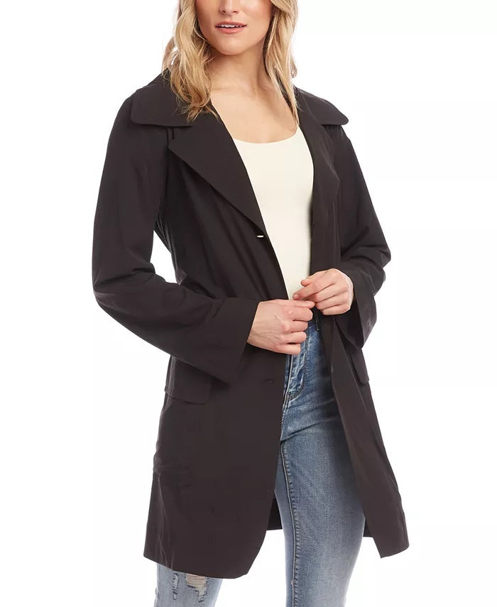 Jaqueta de viagem dobrável feminina Karen Kane, preta, tamanho pequeno