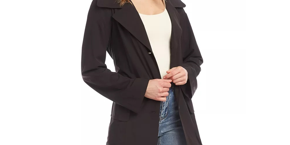 Jaqueta de viagem dobrável feminina Karen Kane, preta, tamanho pequeno