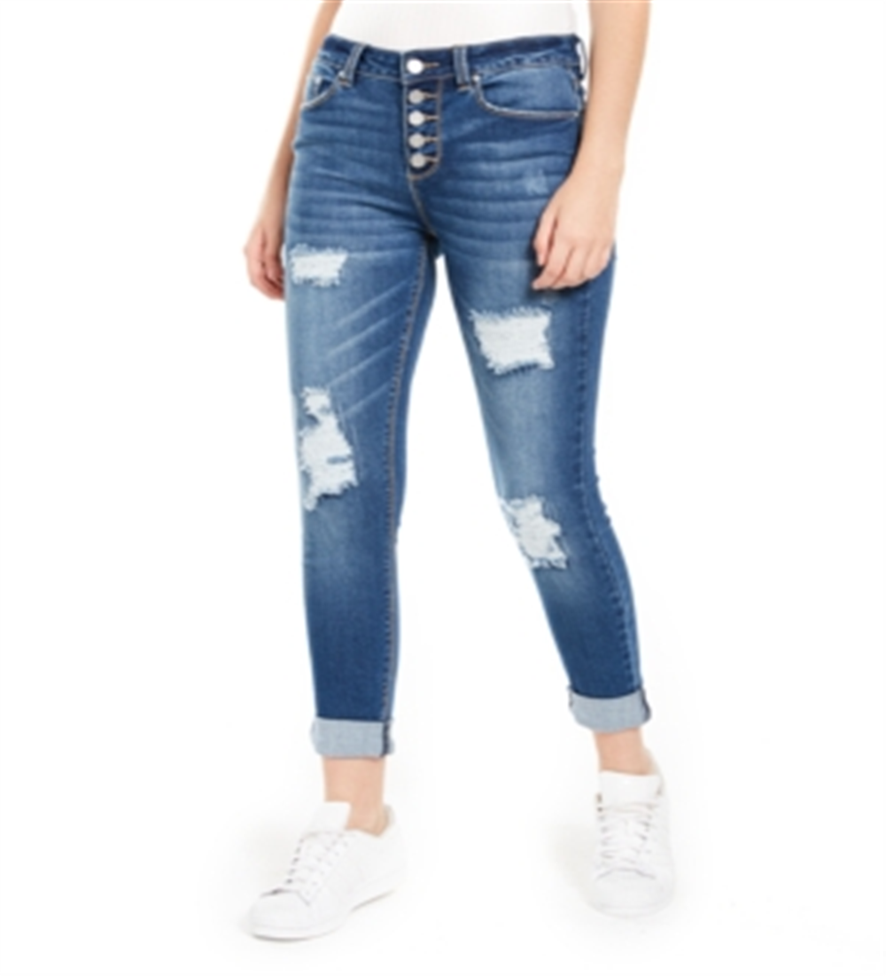 Indigo Rein Junior's Ripped Cuffed Jeans Blue Size -size-