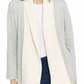 Cardigan feminino INC International Concepts com ponto misto e acabamento em tricô trançado, cinza, tamanho médio