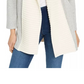 Cardigan feminino INC International Concepts com ponto misto e acabamento em tricô trançado, cinza, tamanho médio