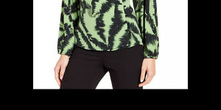 Blusa estampada com decote sobrepeliz Alfani feminina, verde, tamanho grande