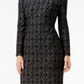 Vestido justo feminino com acabamento em couro sintético e jacquard, preto, tamanho P, da INC International Concepts