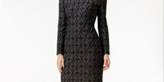 Vestido justo feminino com acabamento em couro sintético e jacquard, preto, tamanho P, da INC International Concepts