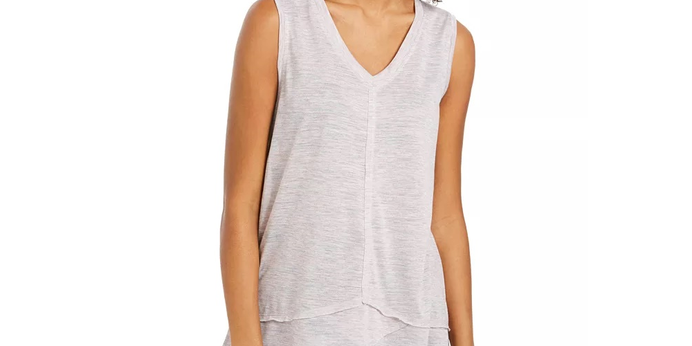 Regata feminina estilo &amp; co com decote em V alto e baixo, rosa, tamanho médio