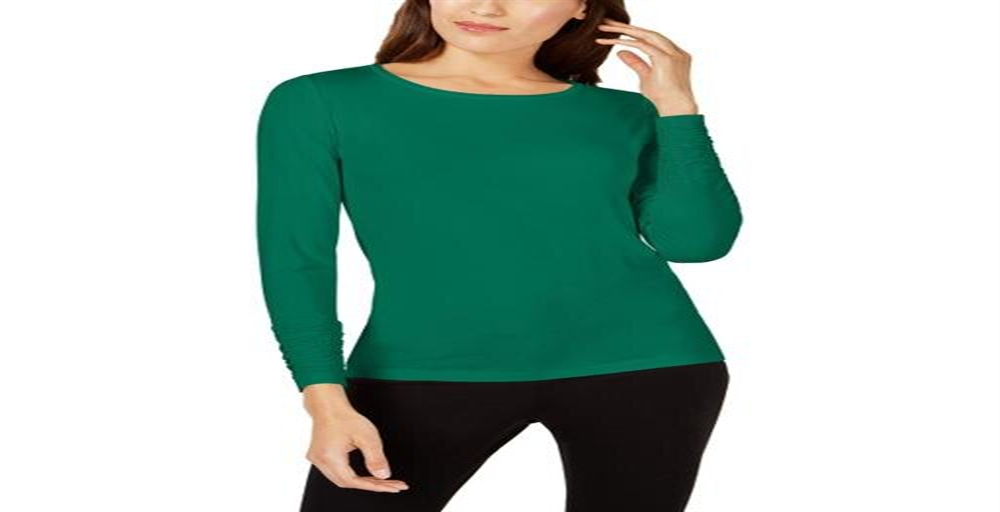 Blusa feminina Alfani com manga comprida e gola alta, verde, tamanho extragrande