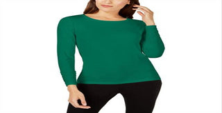 Blusa feminina Alfani com manga comprida e gola alta, verde, tamanho extragrande