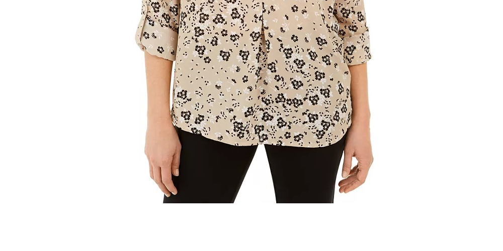 Blusa Maria com estampa floral feminina Charter Club, tamanho médio, amarelo, pequena