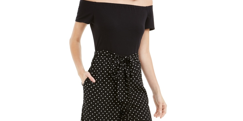 Macacão feminino ombro a ombro Maison Jules, preto, tamanho pequeno