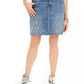 INC International Concepts Saia jeans feminina com corte curvilíneo e strass, azul, tamanho 0