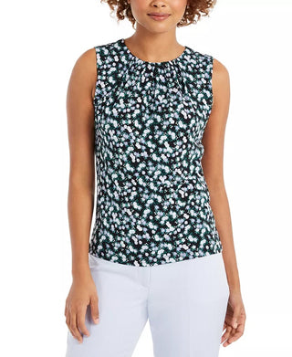 Blusa Calvin Klein Feminina Estampa Floral Plissada Preto/Roxo Tamanho XG