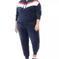 Calça jogger feminina Tommy Hilfiger Sport Plus Velour Varsity com painel preto, tamanho 2X