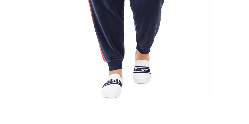 Calça jogger feminina Tommy Hilfiger Sport Plus Velour Varsity com painel preto, tamanho 2X