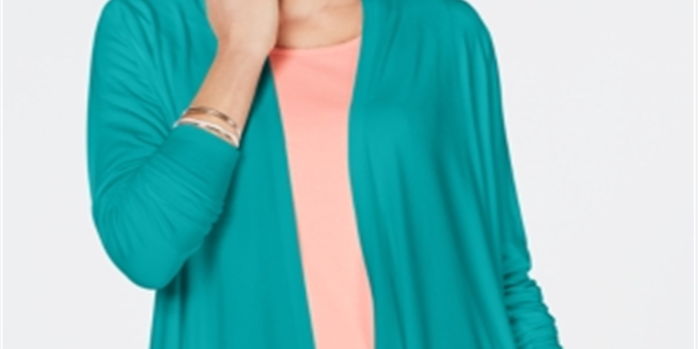 Karen Scott Cardigan Feminino Drapeado Frente Aberta Azul Tamanho M