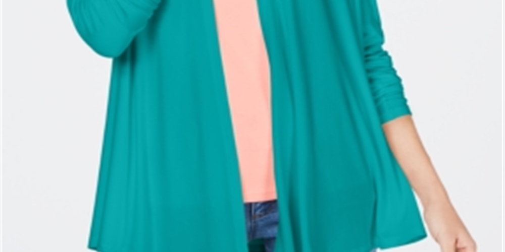 Karen Scott Cardigan Feminino Drapeado Frente Aberta Azul Tamanho M