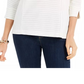 Charter Club Blusa feminina listrada com botões nas costas, branca, tamanho extragrande