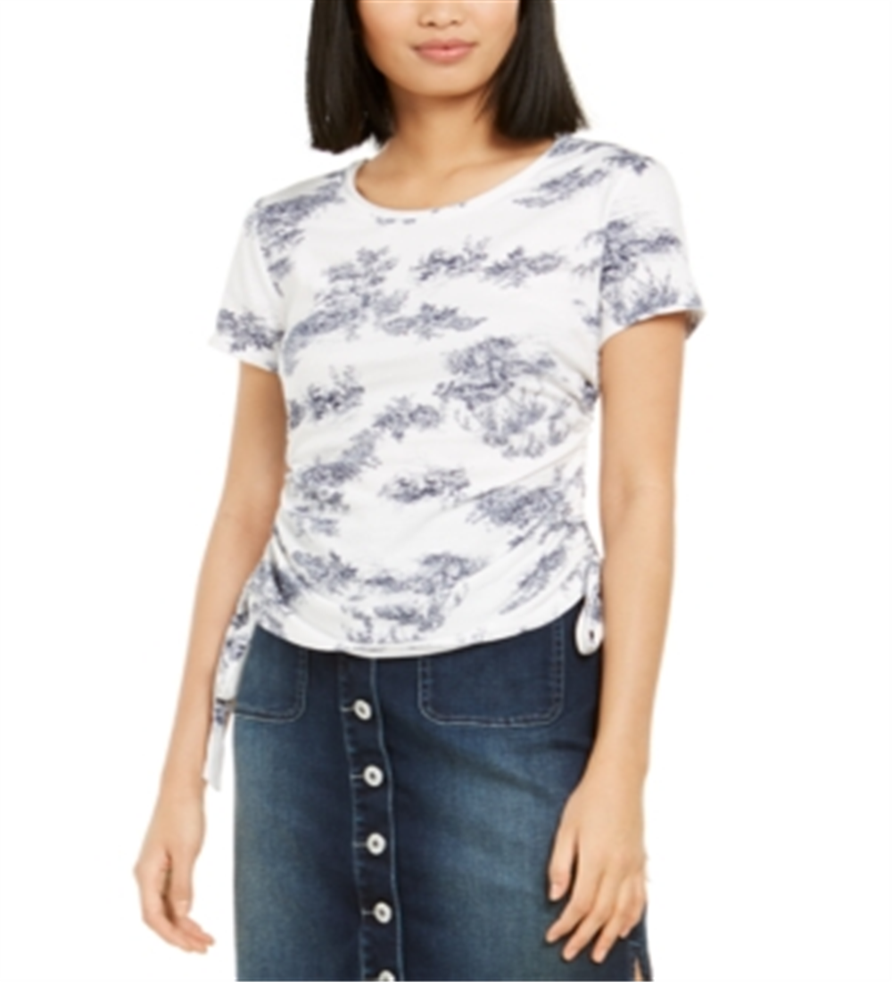 Blusa feminina floral com franzidos nas laterais, tamanho X-S, da INC International Concepts