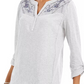 Blusa feminina estilo &amp; co com jugo bordado e mangas dobradas, cinza, tamanho extrapequeno