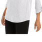 Blusa feminina estilo &amp; co com jugo bordado e mangas dobradas, cinza, tamanho extrapequeno