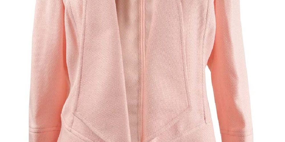 Jaqueta feminina Anne Klein com textura drapeada frontal, rosa, tamanho médio
