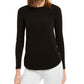 Camiseta feminina Michael Kors com cadarço e manga comprida, tamanho regular, preta, pequena, grande