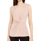 Blusa sem mangas Alfani feminina com frente torcida, rosa, tamanho grande